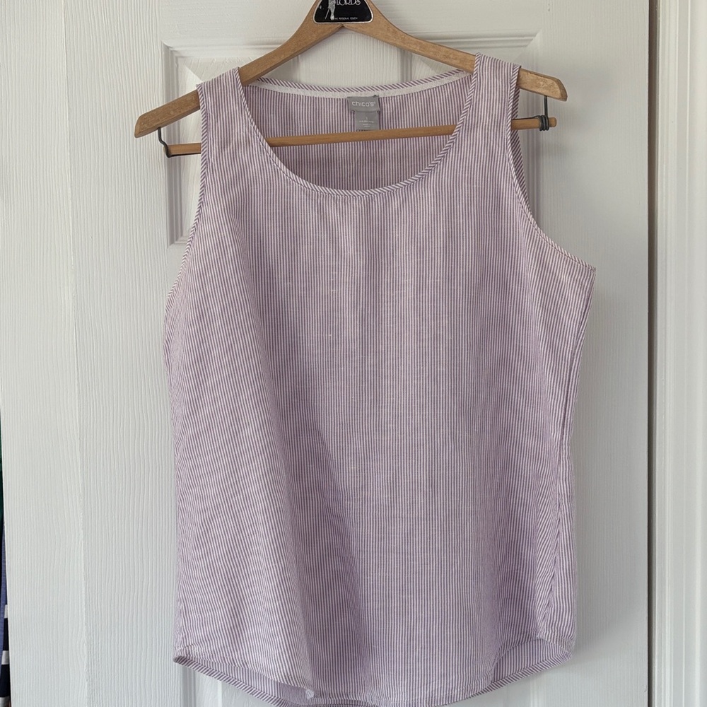 Chico's lavender & white Striped Tank Top Sz1